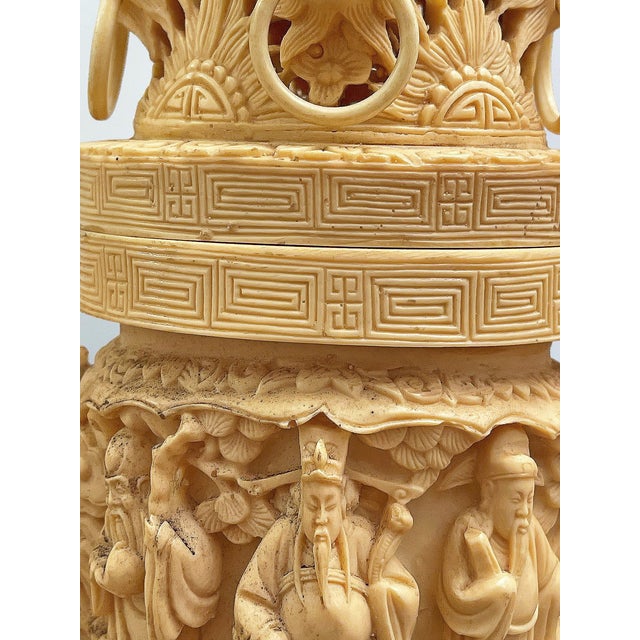 Plastic Vintage Chinese Ivory Resin Dragon Incense Burner For Sale - Image 7 of 10