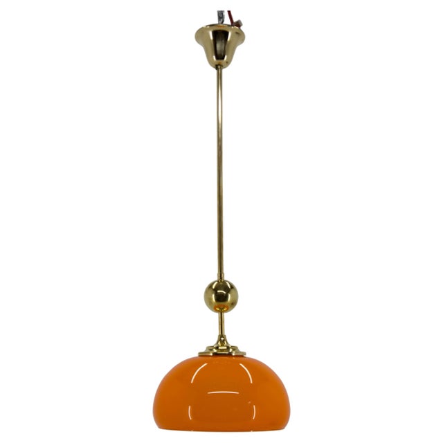 Orange Glass and Brass Pendant, 1980s For Sale - Image 10 of 10