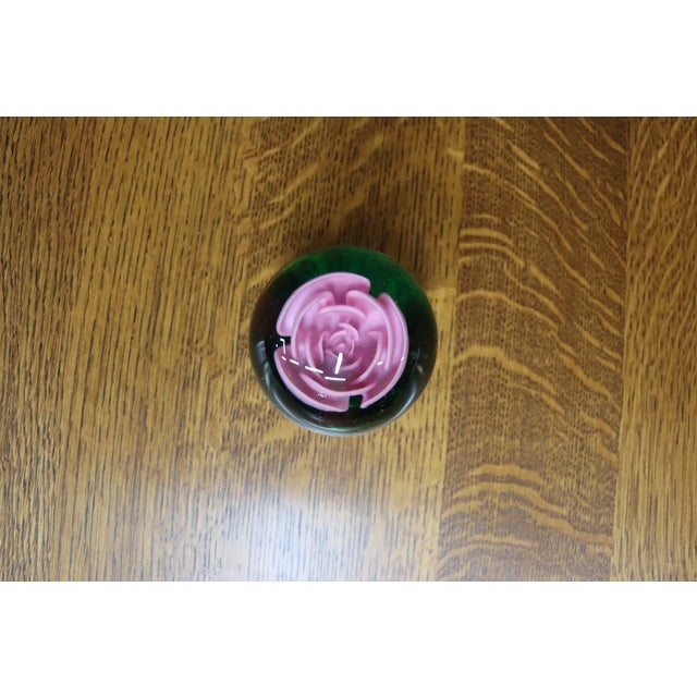 1980s Art Glass Rose Paperweight For Sale - Image 5 of 6