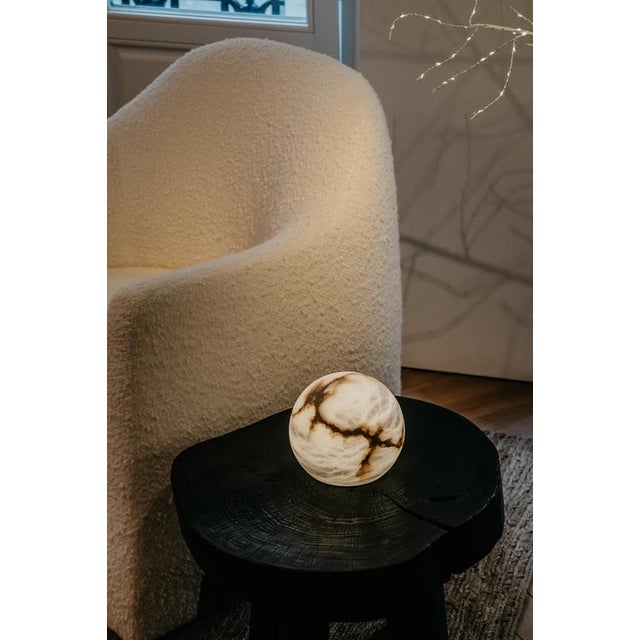Large Wireless Moon Table Lamp by United Alabaster For Sale - Image 11 of 18