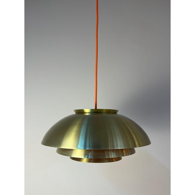 Danish Gold Orange Slatted Lamp For Sale - Image 4 of 11