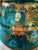 Late 20th Century Italian Venetian-Style Teal Glass Brandy Snifter With Gold Gilt & Cameo Medallions For Sale - Image 4 of 4