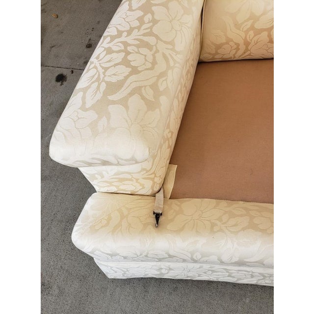 Curved Mid Century Hollywood Regency White Damask Sofa Couch Chairish