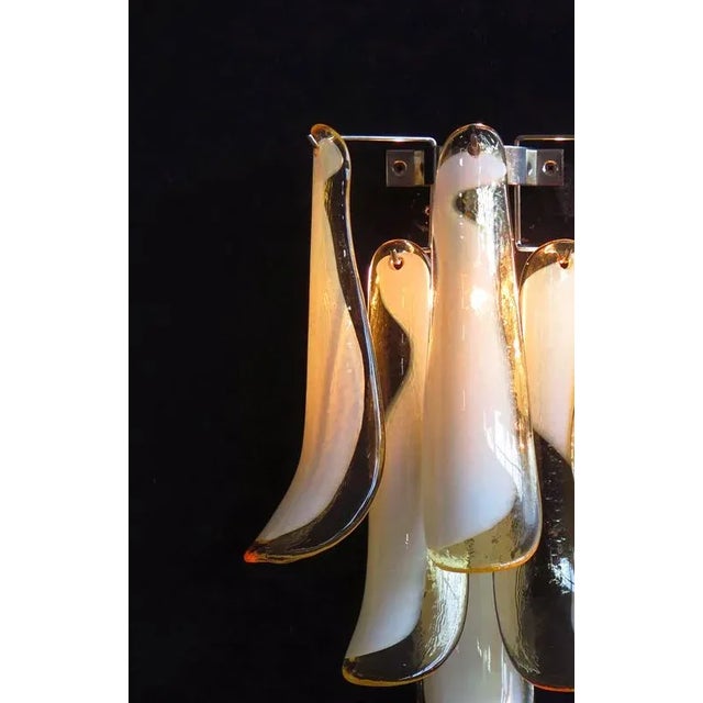 Italian Murano Sconces of Mazzega Caramel Lattimo Petals Glass - a Pair For Sale In Los Angeles - Image 6 of 8