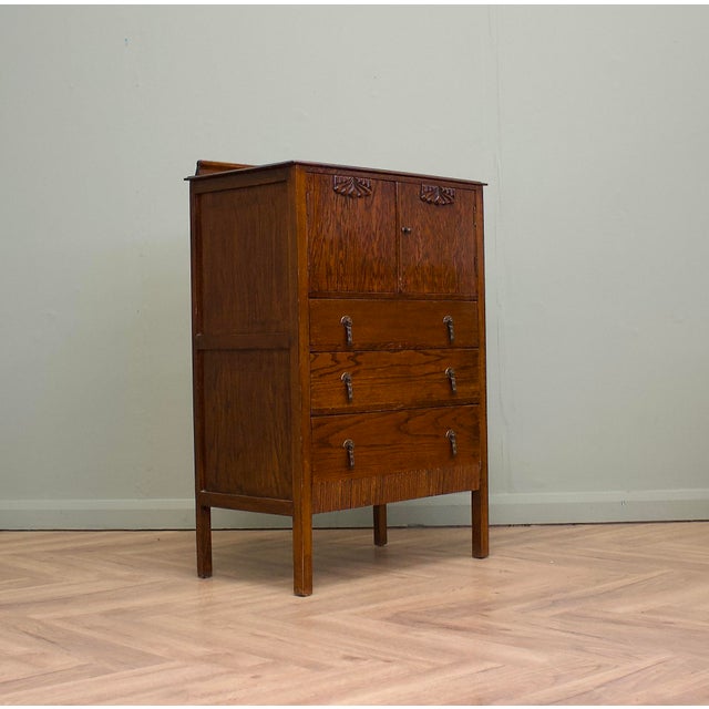 Mid-Century Modern Art Deco Oak Tallboy, 1930s For Sale - Image 3 of 15