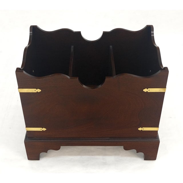 Drexel Large Chippendale Campaign Style Mahogany Brass Magazine Rack c1970s MINT For Sale - Image 4 of 14