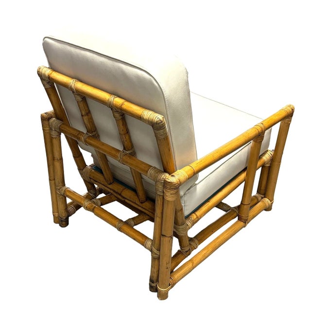 1950s Restored James Mont Inspired Rattan Lounge Chairs With Modernist Arms- Set of 2 For Sale In Los Angeles - Image 6 of 7