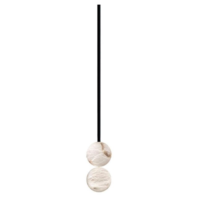 Black Raim Pendant Lamp with 2 Spheres by United Alabaster For Sale - Image 8 of 8