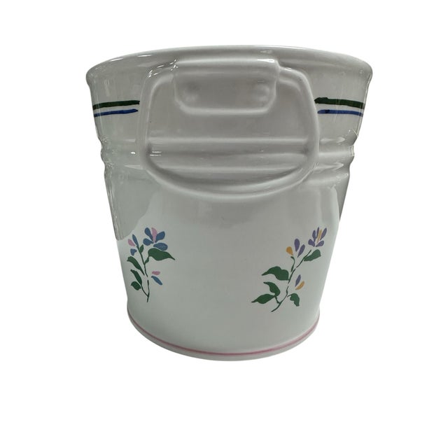 English Vintage R. B. Bernarda Garden Pail Style Cachepot For Sale - Image 3 of 4