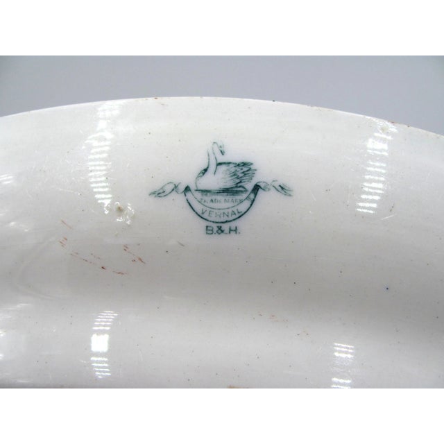 White 1800s 18" England Beech & Hancock Swan Bank Pottery Vernal Platter For Sale - Image 8 of 13