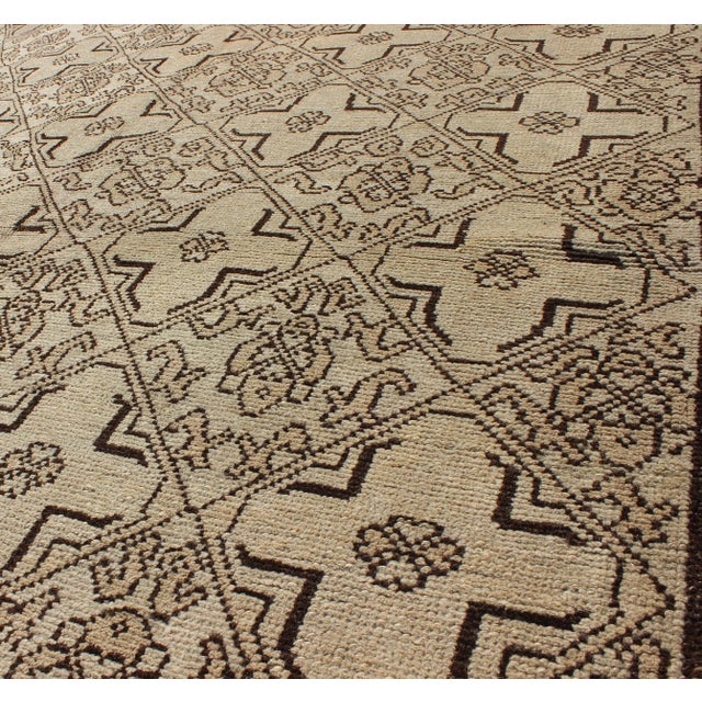 Mid 20th Century Vintage Oushak Rug With Modern Transitional Design in Dark Brown and Taupe For Sale - Image 5 of 8