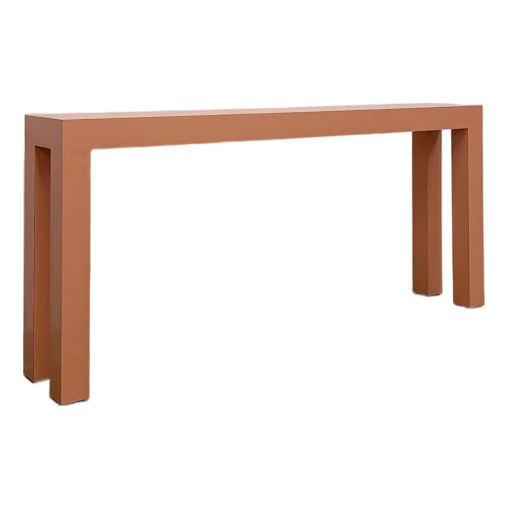 Vintage Salmon Laminate Narrow Console Sofa Table Postmodern Retro Slim ...