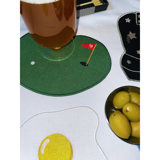 Modern Golf Cocktail Napkins- Set of 4 For Sale - Image 3 of 3