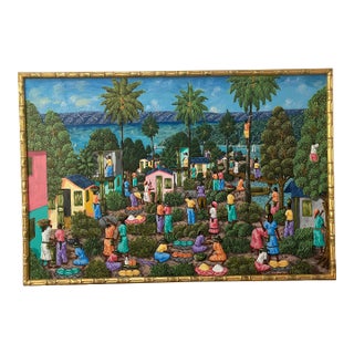 Late 20th Century Monumental Original Oil Painting by l.y. Alaby, 73” × 50”, Framed For Sale