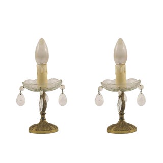 Antique Gilt Bronze Lamps with Swarovski Crystal Pendants from Liberty, Set of 2 For Sale