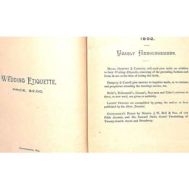 Traditional "Wedding Etiquette" 1892 Dempsey & Carroll For Sale - Image 3 of 8