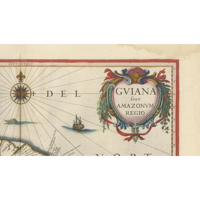 17th Century Antique Surinam and Guiana Map Blaeu, 1642 For Sale - Image 5 of 12