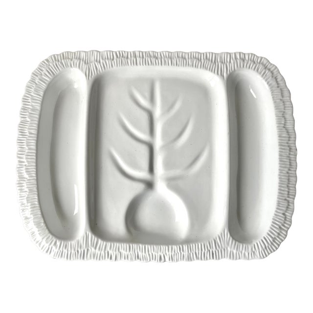 Vintage Italian Faience Serving Platter-3 Compartments For Sale
