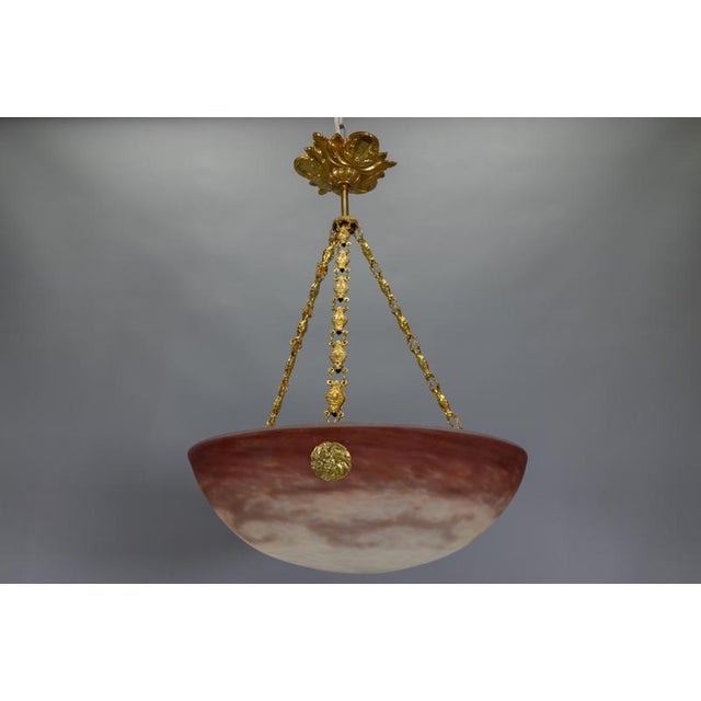 Pendant Light with White and Burgundy Glass from Muller Frères Luneville, 1920s For Sale - Image 14 of 18