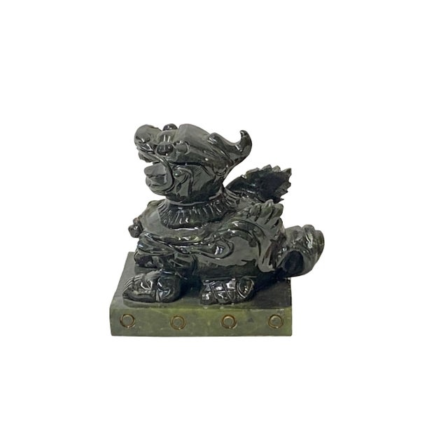 Figurative Hand Carved Chinese Green Stone Pixiu Fengshui Figure Size N329E For Sale - Image 3 of 7