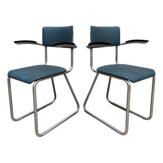 Vintage Dutch Tubular Dining Chairs from Ahrend de Cirkel, 1950s, Set of 2 For Sale