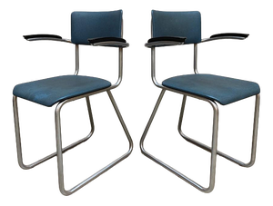 Vintage Dutch Tubular Dining Chairs from Ahrend de Cirkel, 1950s, Set of 2