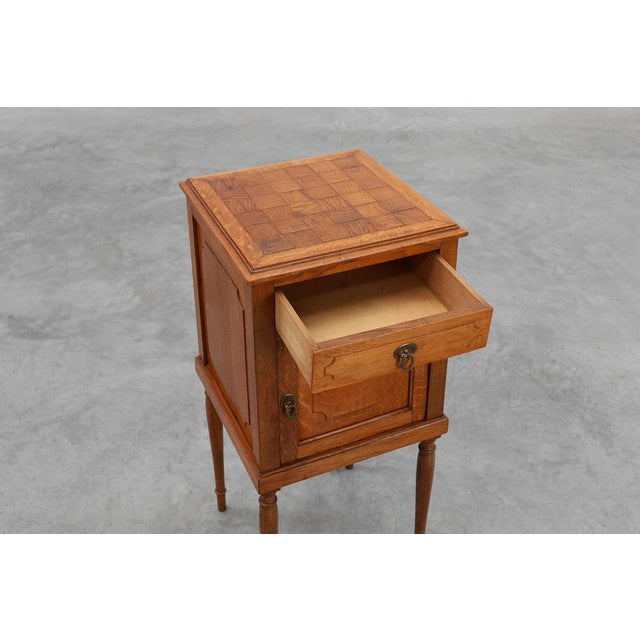 Art Deco Nightstand in Oak with Turned Legs, France, 1920 For Sale - Image 6 of 11