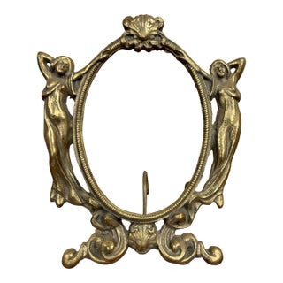 Vintage Art Nouveau Brass Picture Frame For Sale