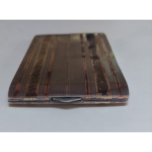 Silver Vintage Napier Sterling Silver & 14k Gold Cigarette Case Circa 1930 For Sale - Image 8 of 13