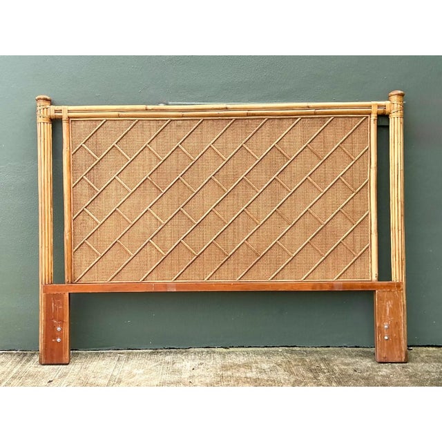 Mid-Century Modern Vintage Bamboo and Wood King Headboard For Sale - Image 3 of 12
