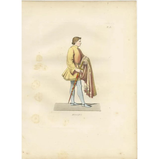 Mercuri, Royal and Noble Costume Prints: D'Anjou, Military Attire, Young Squire, 1845, Prints, Set of 3 For Sale - Image 4 of 10