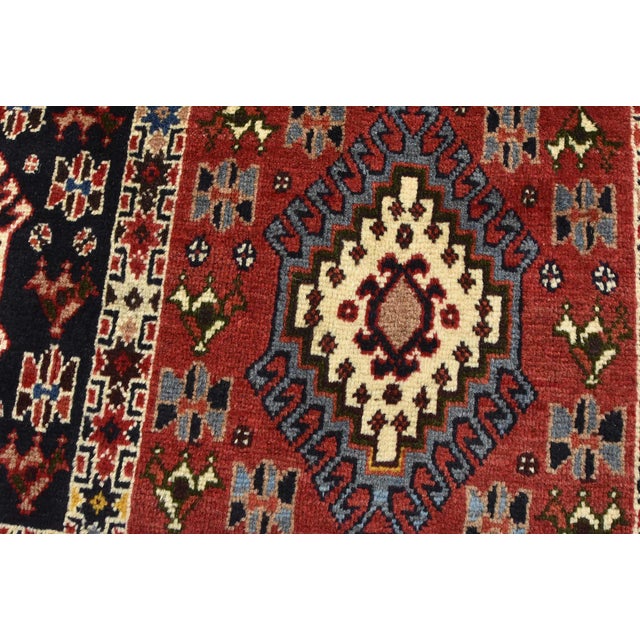 Yalameh Rug 3'4'' X 4'11'' Multicolor Wool Vintage Tribal Hand-Knotted Carpet For Sale - Image 4 of 13
