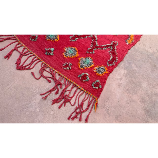 1980’s Moroccan Red Tribal Flatweave Wool Rug -13.3 X 5.3 Ft For Sale - Image 9 of 9