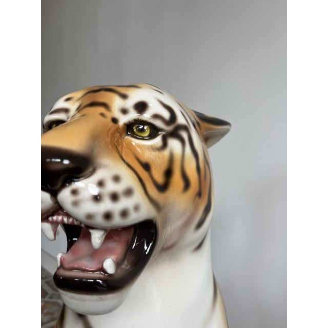 Ceramic Italian Artist, Large Tiger Statue, Ceramic For Sale - Image 7 of 14
