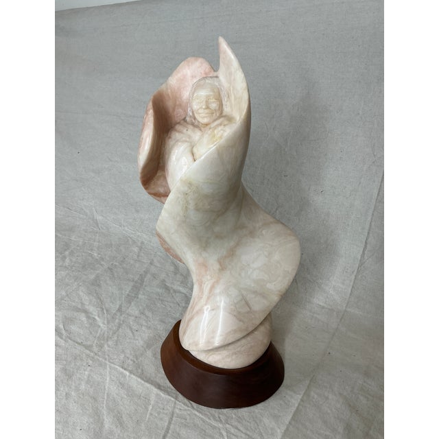 1990s 1990s Native American Carved Stone Alabaster Sculpture by Artist Elk Woman For Sale - Image 5 of 7