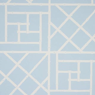 Sample - Schumacher X Cristina Buckley Trellis Wallpaper in Sky Blue For Sale