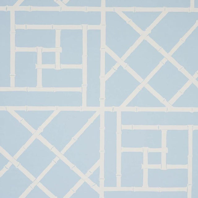 Sample - Schumacher X Cristina Buckley Trellis Wallpaper in Sky Blue For Sale