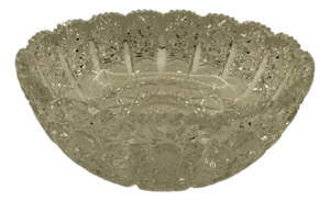 Early 20th Century American Brilliant Period Hand Cut Crystal Hobstar Round Candy Dish
