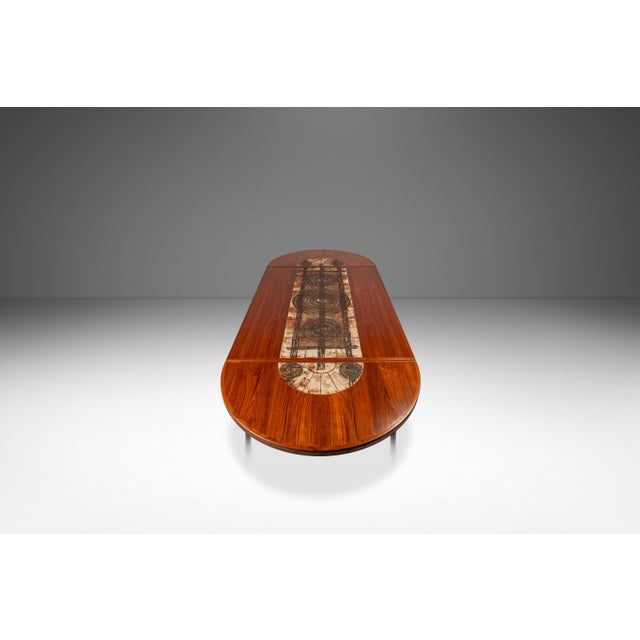 Restored Danish Modern Expansion Dropleaf Dining Table in Teak W/ Tile Inlay by Ox Art for Ansager Møbler, Denmark, C. 1977 For Sale In Orlando - Image 6 of 18