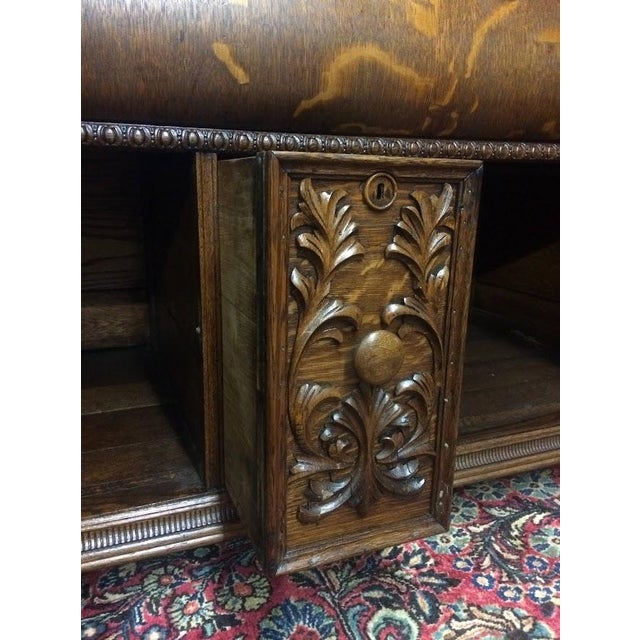 Antique Oak Buffet, Carved Victorian Buffet Bar For Sale - Image 12 of 16