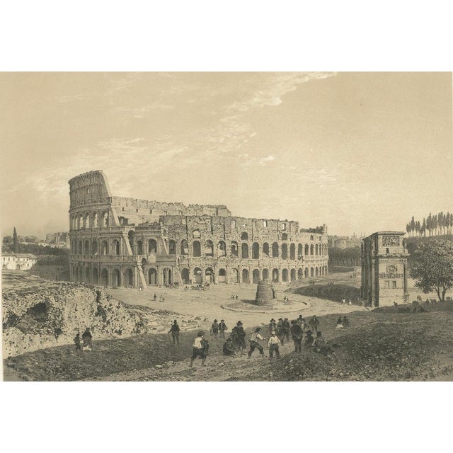 After Bayot, Colosseum and Arch of Constantine, Rome, 1869, Lithograph For Sale - Image 3 of 10