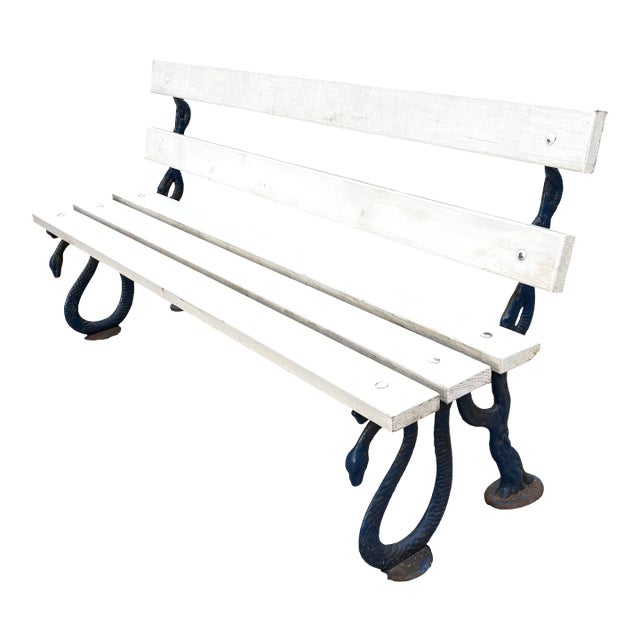 Mid 19th Century Victorian English Iron Serpent Garden Bench For Sale