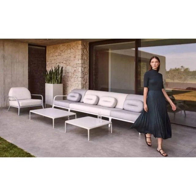 Xaloc White Coffee Table 120 with Glass Top by Mowee For Sale - Image 4 of 5