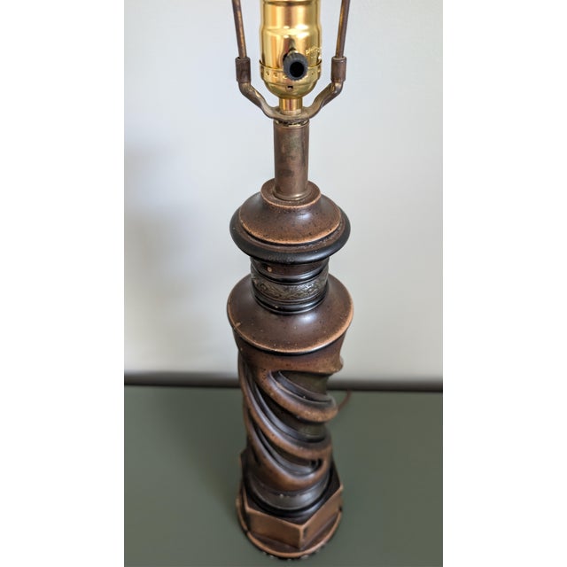 1969 Pieri Large Statement Sculptural Twisted Chalkware Table Lamp For Sale - Image 4 of 12