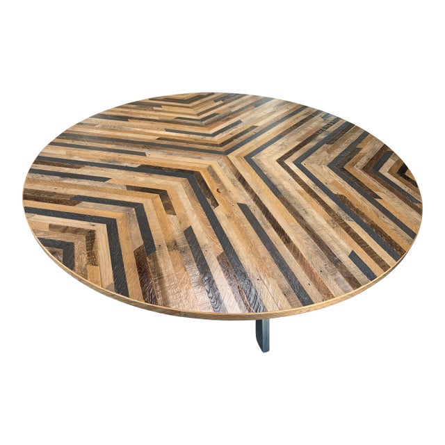 GregoDesigned Round Reclaimed Wood Lath Table Top For Sale