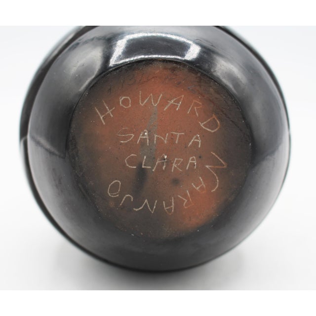 Black Circa 1980s-90s Howard Naranjo Blackware Pottery Low Vase or Bowl For Sale - Image 8 of 8