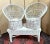 Vintage Bench and Chairs in White Lacquered Rattan, Set of 3 For Sale - Image 4 of 5