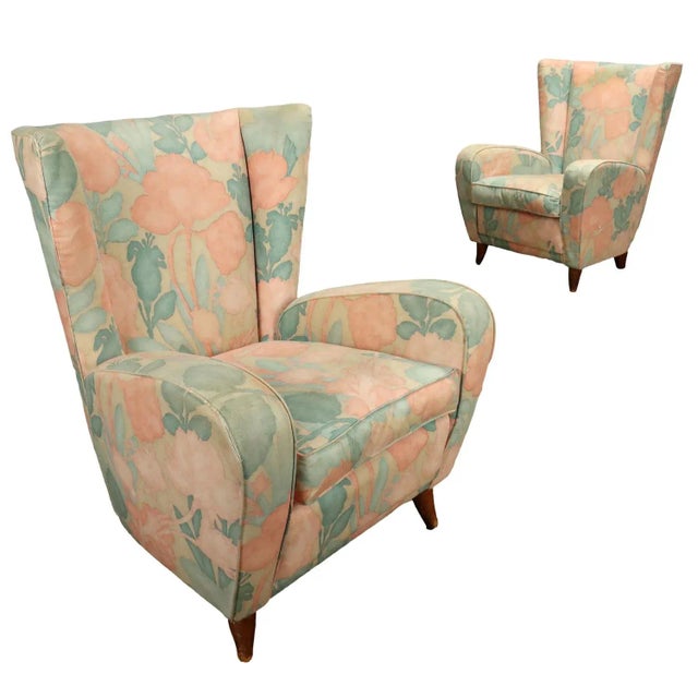 Set of Vintage Bergère Armchairs in Fabric, Italy, 1950s For Sale - Image 11 of 11