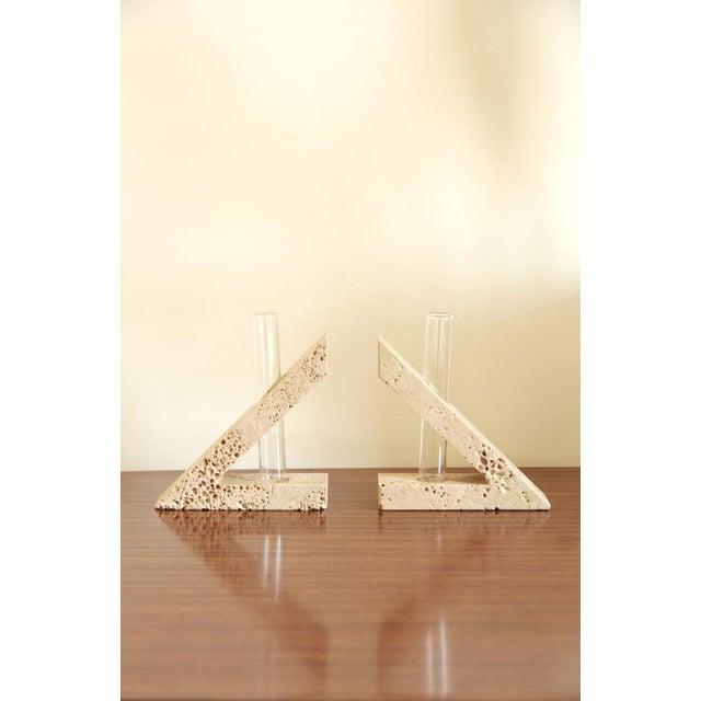 1970s Modernist Travertine Sculptures / Vases by Enzo Mari for F.lli Manelli, Italy, 1970s , Set of 2 For Sale - Image 5 of 12