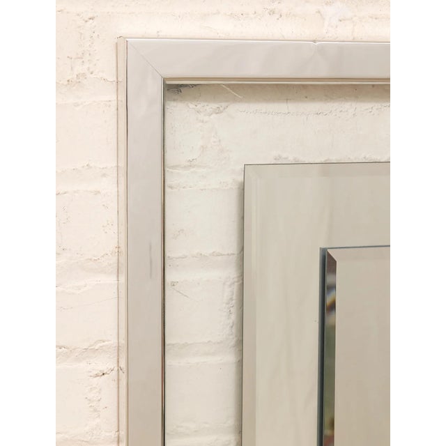 Chrome Vintage Hollywood Regency Layered Beveled Mirror For Sale - Image 8 of 10